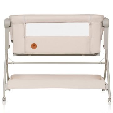 Patut co-sleeper Lionelo Leonie Plus pliabil cu sistem de leganare bej