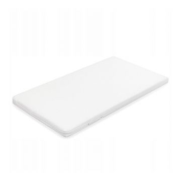 Saltea patut bebe New Baby din spuma si cocos cu husa detasabila din bumbac 90x40x7 cm alb