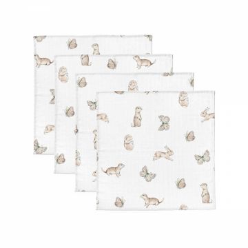 Set 4 museline din bumbac si bambus Dreamland 30 x 30 cm