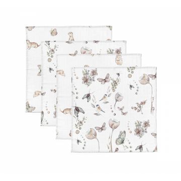 Set 4 museline multifunctionale din bumbac si bambus Natura 30x30 cm