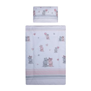 Lenjerie patut cu 5 piese 140x70 cm Hipo roz