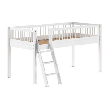Pat pentru copii alb înalt din lemn de fag 90x200 cm Forrest – Vipack