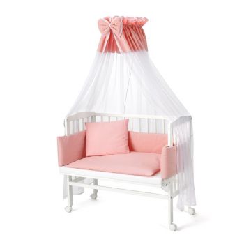Patut pentru copii, Waldin, 2in1, 90 cm x 55 cm, lemn de fag, vopsea certificata, roti blocabile, laterala detasabila, co-sleeping, Saltea inclusa, Aparatoare laterala din bumbac, Baldachin cu Suport Metalic, Equipment Patut pentru copii, Waldin, 2in1, 90 cm x 55 cm, lemn de fag, vopsea certificata, roti blocabile, laterala detasabila, co-sleeping, Saltea inclusa, Aparatoare laterala din bumbac, Baldachin cu Suport Metalic, Equipment
