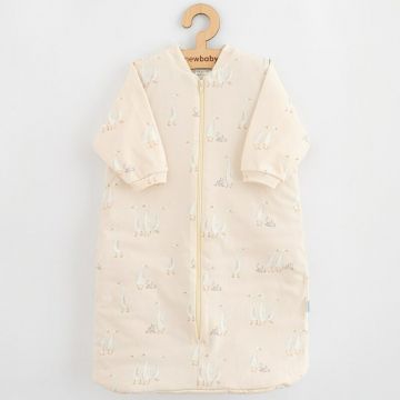 Sac de dormit, New Baby, Cu maneca lunga, De iarna, Din bumbac, Certificat Oeko Tex Standard 100, Cu fermoar, 60x90 cm, 6-12 luni, Goose