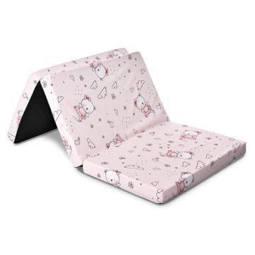 Saltea pliabila de voiaj, Lorelli, spuma elastica, 60 x 120 x 5 cm, Pink Ballerina Bear