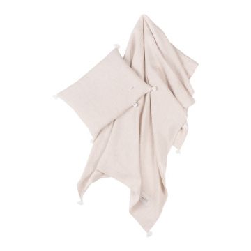 Set de pătură și pernă pentru copii crem din muselină 100x130 cm Muslin Linen – Malomi Kids