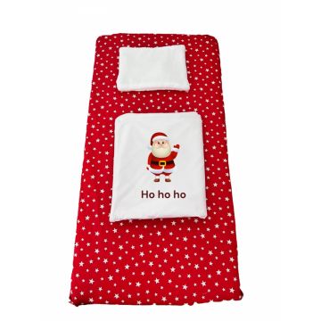 Set lenjerie Deseda pentru pat copii 3 piese pentru Sarbatori Mos Craciun 140x70 cm