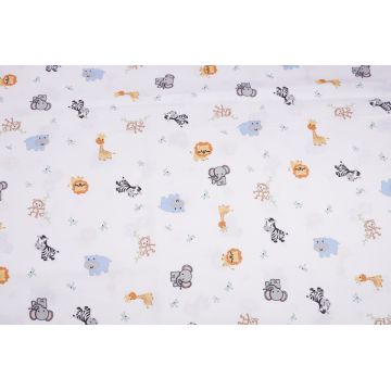 Lenjerie 5 piese patut 120x60 cm bumbac model animalute safari