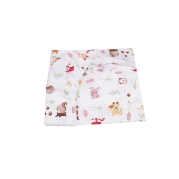 Lenjerie 5 piese patut 120x60 cm bumbac model animalute si ciuperci