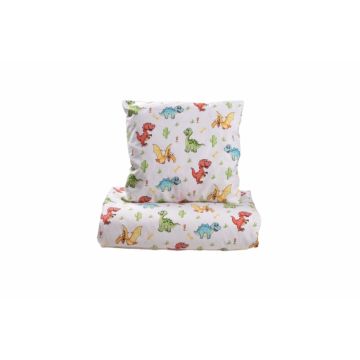 Lenjerie 5 piese patut 120x60 cm bumbac model Dinozauri