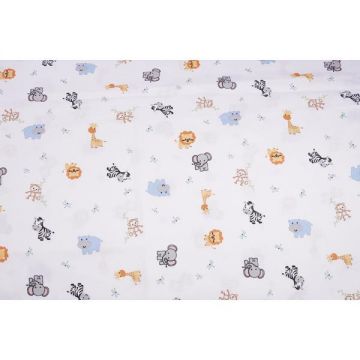 Lenjerie 6 piese patut 120x60 cm bumbac 100% model  animalute safari