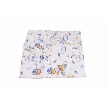 Lenjerie 6 piese patut 120x60 cm bumbac model iepuras albastru