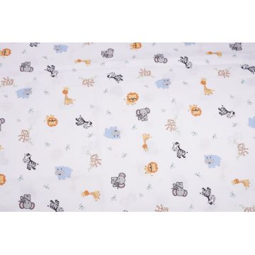 Lenjerie 6 piese patut 120x60 cm bumbac model animalute safari