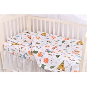 Lenjerie 6 piese patut 120x60 cm bumbac model Animalute