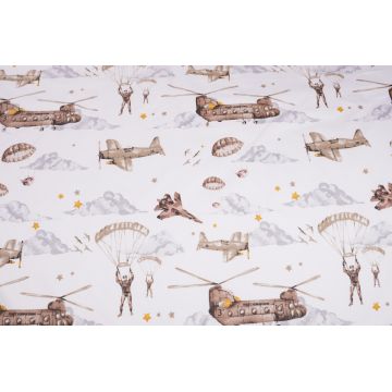 Lenjerie 6 piese patut 120x60 cm bumbac model soldatei maro