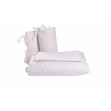 Lenjerie 6 piese patut 120x60 cm bumbac model Stelute roz