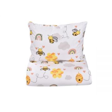 Set lenjerie 3 piese pentru patut incastrabil model albinute Set lenjerie 3 piese pentru patut incastrabil model albinute
