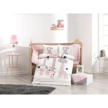 Lenjerie de pat pentru copii 4 piese, Buddy - Pink, Hobby, Bumbac Poplin