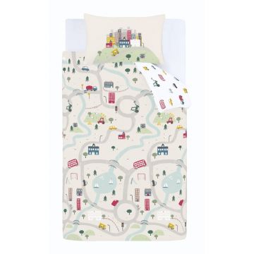 Lenjerie de pat pentru copii alb-bej din bumbac pentru pat de o persoană 135x200 cm Transport – Bianca Lenjerie de pat pentru copii alb-bej din bumbac pentru pat de o persoană 135x200 cm Transport – Bianca