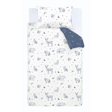 Lenjerie de pat pentru copii albă-albastră din flanelă pentru pat dublu 200x200 cm Starlight Animals – Bianca Lenjerie de pat pentru copii albă-albastră din flanelă pentru pat dublu 200x200 cm Starlight Animals – Bianca