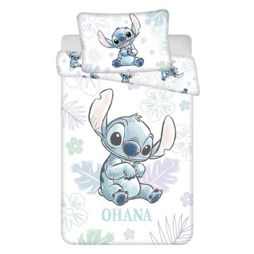 Lenjerie de pat pentru copii albă din bumbac pentru pătuț 100x135 cm Lilo and Stitch 