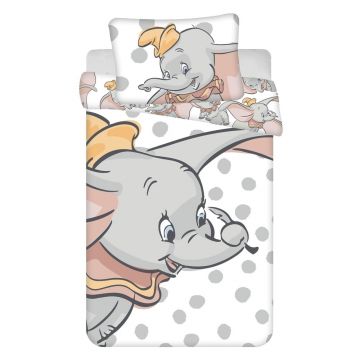 Lenjerie de pat pentru copii albă/gri din bumbac pentru pătuț 100x135 cm Dumbo 