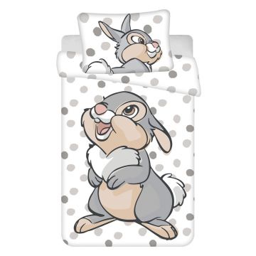 Lenjerie de pat pentru copii albă/gri din bumbac pentru pătuț 100x135 cm Thumper 
