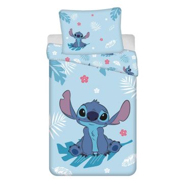 Lenjerie de pat pentru copii albastră din bumbac pentru pat de o persoană 140x200 cm Lilo and Stitch Lenjerie de pat pentru copii albastră din bumbac pentru pat de o persoană 140x200 cm Lilo and Stitch