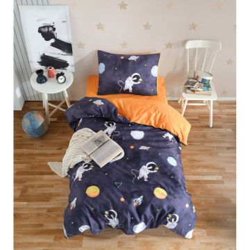 Lenjerie de pat pentru copii albastru-închis/portocalie pentru pat de o persoană 140x200 cm Astron – Mijolnir Lenjerie de pat pentru copii albastru-închis/portocalie pentru pat de o persoană 140x200 cm Astron – Mijolnir