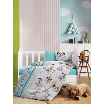 Lenjerie de pat pentru copii, Dalmaçyalı v2 - Mint, Cotton Box, Bumbac Ranforce