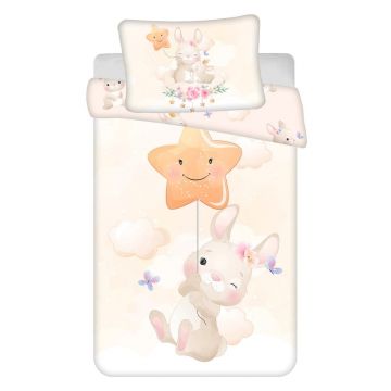 Lenjerie de pat pentru copii galbenă din bumbac pentru pătuț 100x135 cm Bunny 
