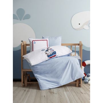 Lenjerie de pat pentru copii, Miniyo - Blue, Cotton Box, Bumbac