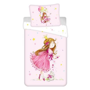 Lenjerie de pat pentru copii roz din bumbac pentru pat de o persoană 140x200 cm Fairy – Jerry Fabrics