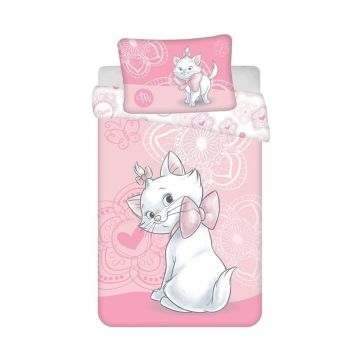 Lenjerie de pat pentru copii roz din bumbac pentru pătuț 100x135 cm Marie Cat – Jerry Fabrics