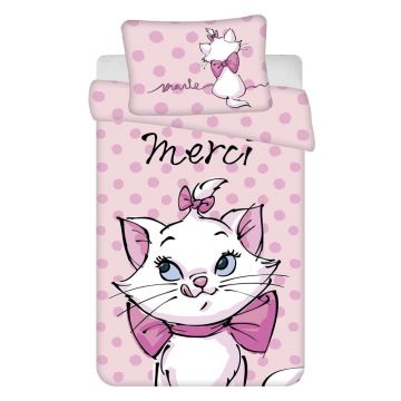 Lenjerie de pat pentru copii roz din bumbac pentru pătuț 100x135 cm Marie Cat 
