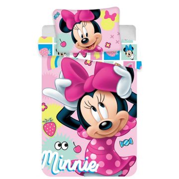 Lenjerie de pat pentru copii roz din bumbac pentru pătuț 100x135 cm Minnie 
