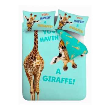 Lenjerie de pat pentru copii, turcoaz pentru pat dublu 200x200 cm Havin A Giraffe – Catherine Lansfield Lenjerie de pat pentru copii, turcoaz pentru pat dublu 200x200 cm Havin A Giraffe – Catherine Lansfield