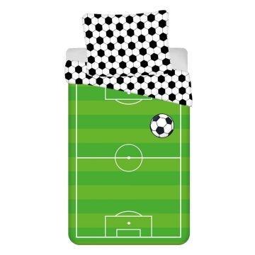 Lenjerie de pat pentru copii verde din bumbac pentru pat de o persoană 140x200 cm Football – Jerry Fabrics