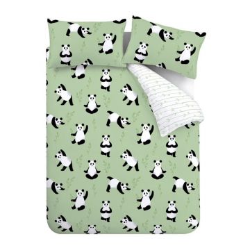 Lenjerie de pat pentru copii verde pentru pat de o persoană 135x200 cm Panda Paws – Catherine Lansfield Lenjerie de pat pentru copii verde pentru pat de o persoană 135x200 cm Panda Paws – Catherine Lansfield