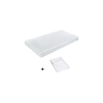 Pachet Saltea patut bebe, Babyneeds, Cocos Confort 120x60x10 cm + Protectie impermeabila