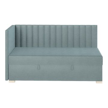 Pat pentru copii albastru pe colț cu spațiu de depozitare cu saltea 90x200 cm Snugi – Ghado