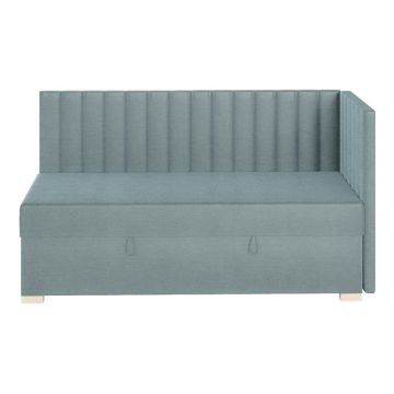 Pat pentru copii albastru pe colț cu spațiu de depozitare cu saltea 90x200 cm Snugi – Ghado