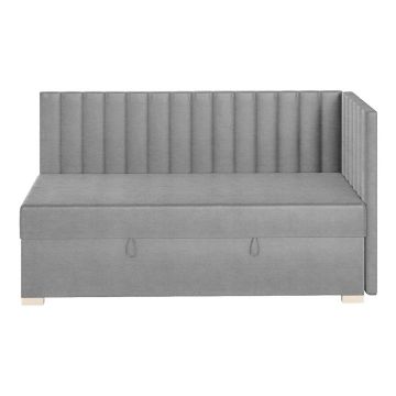 Pat pentru copii gri pe colț cu spațiu de depozitare cu saltea 90x200 cm Snugi – Ghado