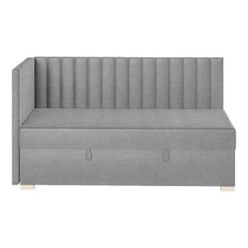Pat pentru copii gri pe colț cu spațiu de depozitare cu saltea 90x200 cm Snugi – Ghado
