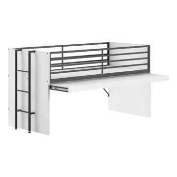 Pat pentru copii alb înalt cu somieră 90x200 cm Sam – Vipack