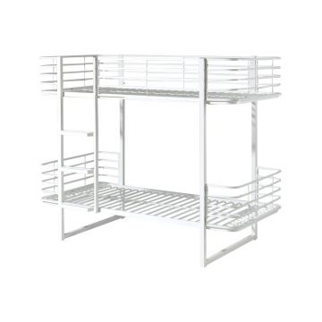 Pat pentru copii alb supraetajat din metal cu somieră 90x200 cm Oscar – Vipack