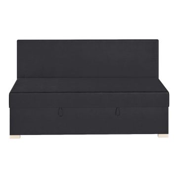 Pat pentru copii albastru închis cu spațiu de depozitare cu saltea 90x200 cm Cozi – Ghado