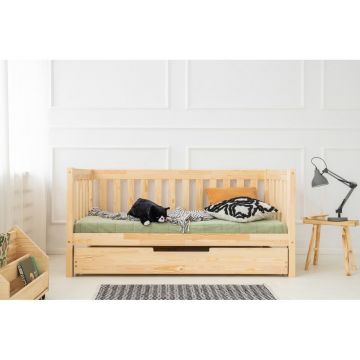 Pat pentru copii în culoare naturală cu extensie suplimentară cu spațiu de depozitare cu somieră 80x200 cm CPP – Adeko