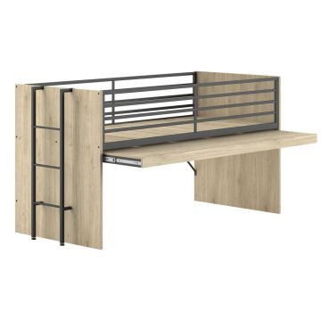 Pat pentru copii în culoare naturală înalt cu somieră 90x200 cm Sam – Vipack