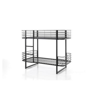 Pat pentru copii negru supraetajat din metal cu somieră 90x200 cm Oscar – Vipack